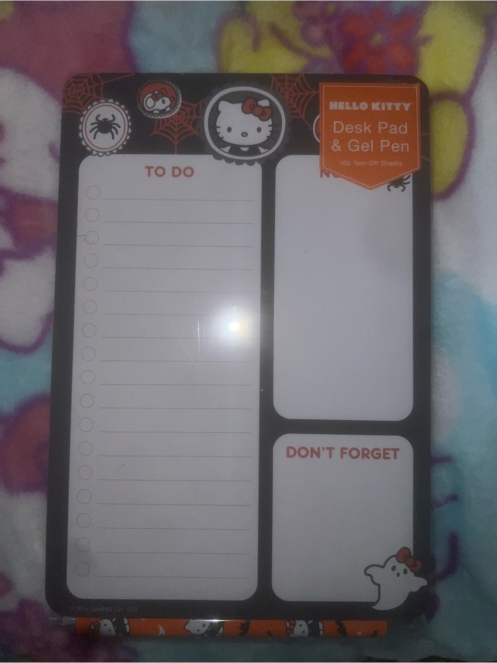 Hello Kitty Black & Orange To-Do Desk Pad with Gel Pen